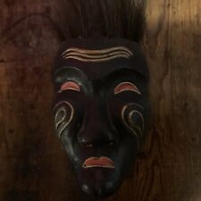 African mask wood Black/Red/Gold with Animal Hair picture