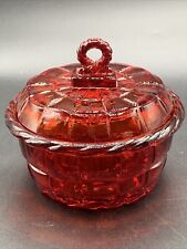 Viking Country Craft Basket Ashley Weave Candy Dish Red Rare picture