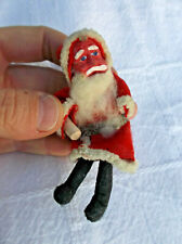 Antique Miniature Handmade Cloth Santa Claus Kris Kringle Doll Heavy Wear picture