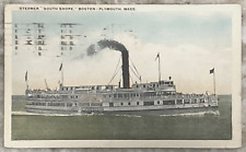 Steamer South Shore Boston Plymouth Massachusetts Ship 1921 WB Postcard 2464 picture