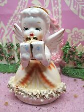 Vtg Friday Birthday Angel Holding a Gift W A Gold Bow Spaghetti Trim S~R JAPAN   picture