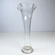 Vintage Vase Imperial Glass EAPG Swung Morning Glory Ribbed Clear Floral 9.75