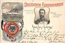 DEUTSCHER FLOTTENVEREIN SHIP ROYALTY NAVY MILITARY GERMANY POSTCARD 1902 picture