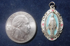 Ornate Catholic Miraculous Medal, Sterling Silver Enamel picture