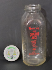 VTG Tropicana Pure Grapefruit Juice Glass Bottle w Cap 1 QT USA No Deposit 8 1/2 picture