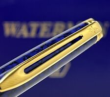Waterman Hemisphere Blue Marble Gold Accents Ballpoint Pen, Box, Papers picture