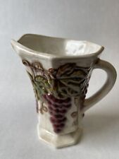 Antique 1970’s Glass Ceramic Pitcher Embossed w/ Grapes, Vines & Leaves 6” Tall picture