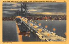 D2246 San Francisco-Oakland Bay Bridge from Yerba Buena Island, CA 1937 Linen PC picture
