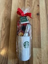 Starbucks Ceramic 10 Oz Holiday White Travel Mug with Lid Gift Set NOS picture