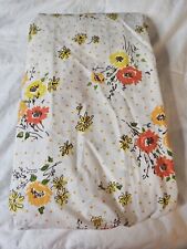 Vintage Fitted Full Sheet Orange Yellow Flowers Fine Muslin Polka Dots picture