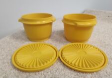 Vintage Lot of 2 Vintage Tupperware Servalier Bowls Yellow #886 with Lids picture