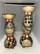 Bombay Harlequin candle holders, set of two 11” & 13”both hold taper or pillar. picture