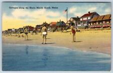1940's MOODY BEACH MAINE COTTAGES ALONG THE SHORE OCEANFRONT BEACH POSTCARD picture