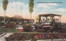 Terraced Garden of a California Home CA Postcard 1921 Long Beach to Waupun WI picture
