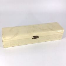 Antique Victorian Floral Embossed Ivory Celluloid Large Dresser Glove Box Case picture