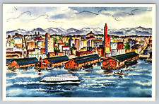 c1960s Seattle Washington Waterfront Kalakala Art Vintage Postcard picture