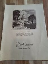 The Occidental Menu  1952 Washington DC The United States Capitol Cover Vintage picture