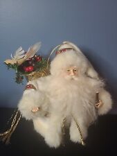 Vintage Christmas Santa Claus White Outfit Ornament Figurine 8” picture