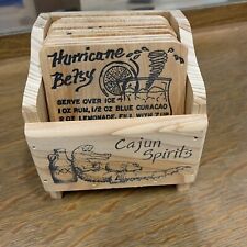 Vintage Louisiana Cajun Spirits Wooden Recipe Cards in Box w/ 20 Drink Recipes picture