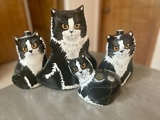Vintage CATS Sign by Nina Lyman White Black Long-Haired Bathroom Full Set picture