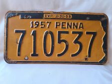 Vintage 1957 Pennsylvania #710537 License Plate 12224 picture