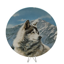 SOLITARY WATCH Plate Wild Spirits Thomas Hirata #1 Gray Wolf Snowy Mountains picture