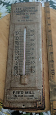 Advertising Tin Thermometer Giddings Lee County TX Farm feed mill Texas vintage picture