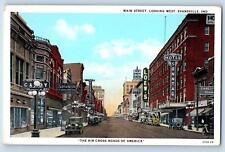 Evansville Indiana IN Postcard Main Street Looking West Business Section c1920s picture