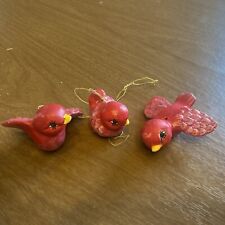 Vintage Red Ceramic Bird Ornaments 3