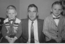 4R Photograph 1959 Father Man Dad Sons Kids Boys Family Portrait  picture