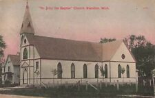 NE Standish MI RPPC 1910 ST. JOHNS BAPTIST CHURCH built in 1901 and Parsonage picture