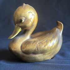 Vintage Anthony Freeman McFarlin Pottery Duck Figurine Gold Leaf Finish picture
