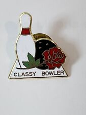 Vintage Classy Bowler Womens Bowling Lapel Pin 1” Inch picture