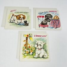 Vintage Puppy Greeting Card Lot of 3 Anthropomorphic Thanks Friends New MCM picture