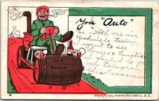 You Auto HUMOR Booze Barrel Car 1906 Posted Nashville Antique Postcard B26 picture