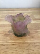 DAUM Pate De Verre Candle Holder Roses  France Signed picture