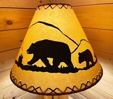 Rustic Oiled Kraft Lamp Shade with Bear Design - 18