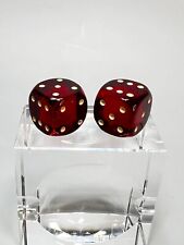 Nice Pair Antique Casino Dice Red Cherry Amber Bakelite Faturan gr. 15mm. 8.5gr picture