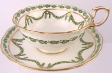 Very Rare Vintage T Goode & Co Green Garland Oval Handle Teacup and Saucer picture