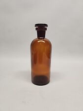 Antique Vintage Brown Amber Pharmacy 7inch Apothecary Glass Bottle with Stopper picture