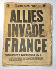 1944 Allies Invade France D-Day Issue New York Daily Mirror Servicemens Edition picture