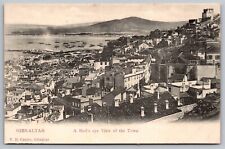 Gibraltar British Territory Birds Eye View Scenic Coastal City UDB Postcard picture
