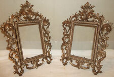 Pair of Antique Ornate Cast Iron Rococo Easek Back Picture Frames VERY NICE picture