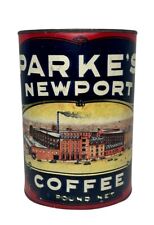 Antique Vintage Tin Coffee Can. Parke’s Newport. picture