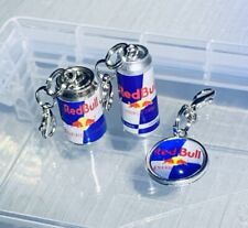 3 Pc 3D Energy Drink Cans & Glass Charm Zipper Pulls & Keychain Add On Clips picture
