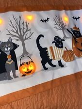 FAO Schwarz Halloween Costume Cats Pumpkins Table Runner Lights Up New 14x48 picture