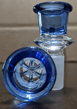 14mm Glass SNOWFLAKE SCREEN Slide BOWL Male for Water Pipe Bong (1 - ONE) Blue picture