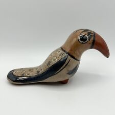 Vintage Tonala Mexican Pottery Hand Painted Toucan Bird Figurine 7” Folk Art picture