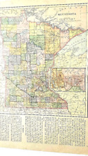 Antique 1902 Frye's Map of Minnesota, Color, Detailed Transportation Information picture