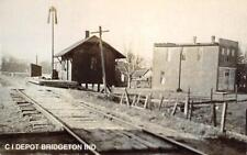 REPRO Postcard CI Railroad Depot Bridgeton, IN Parke County, Indiana Saloon picture